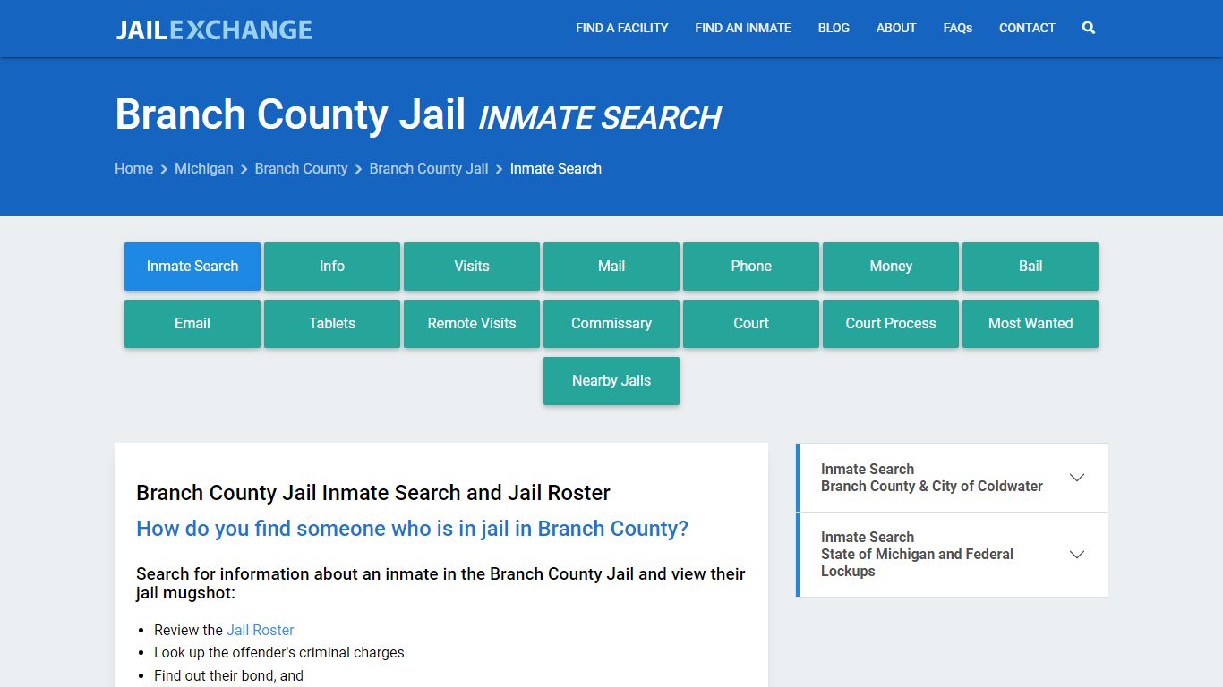 Inmate Search: Roster & Mugshots - Branch County Jail, MI